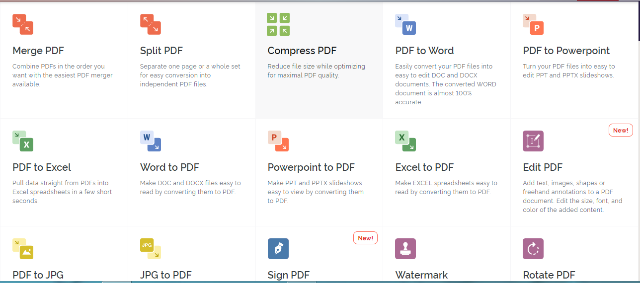 ILovePDF interface