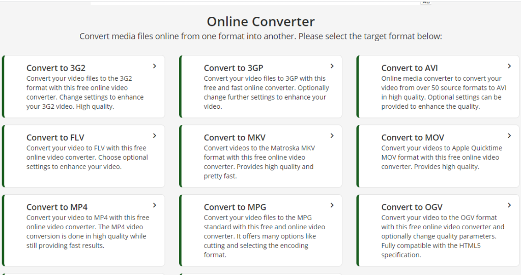 Online video converter