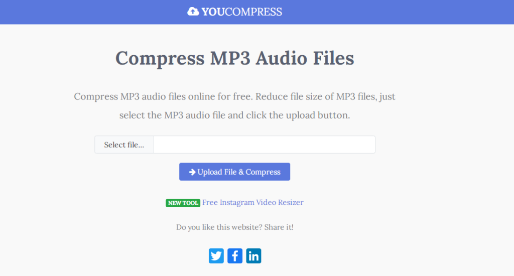 Compress audio with YouCompress