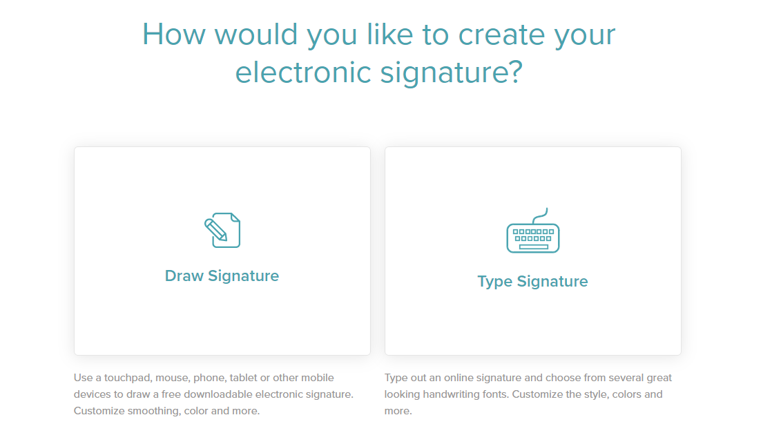 Choose to either draw or type your signature
