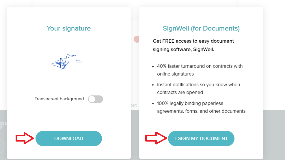 Download and save your signature or sign your document online