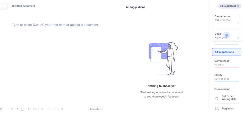 Grammarly user interface