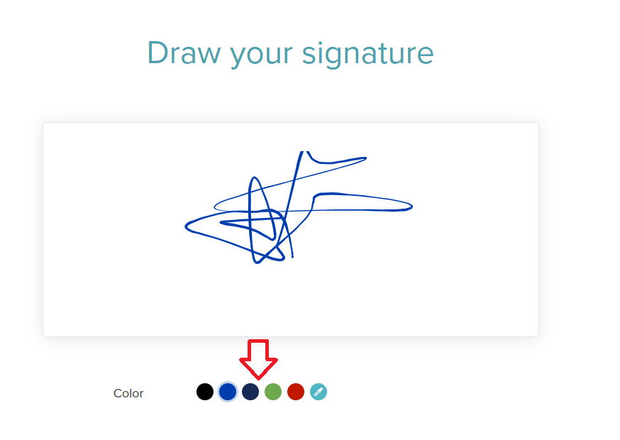 Select color to draw your signature